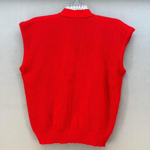 Glamour Knit Sweater Vest Women's L Red Cardigan Style Ribbed Made in the US VTG - Picture 6 of 6